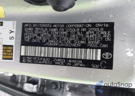 2017 Toyota Prius Two из США, поврежденный, VIN JTDKBRFUXH3029839